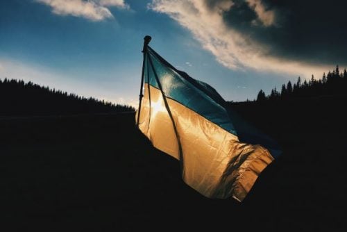 Ukraine flag waving