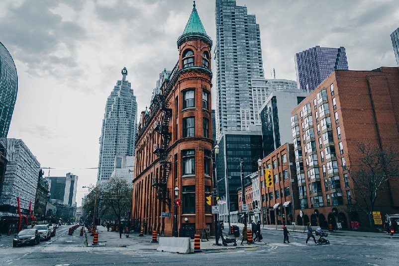 Street view of Canadian architecture