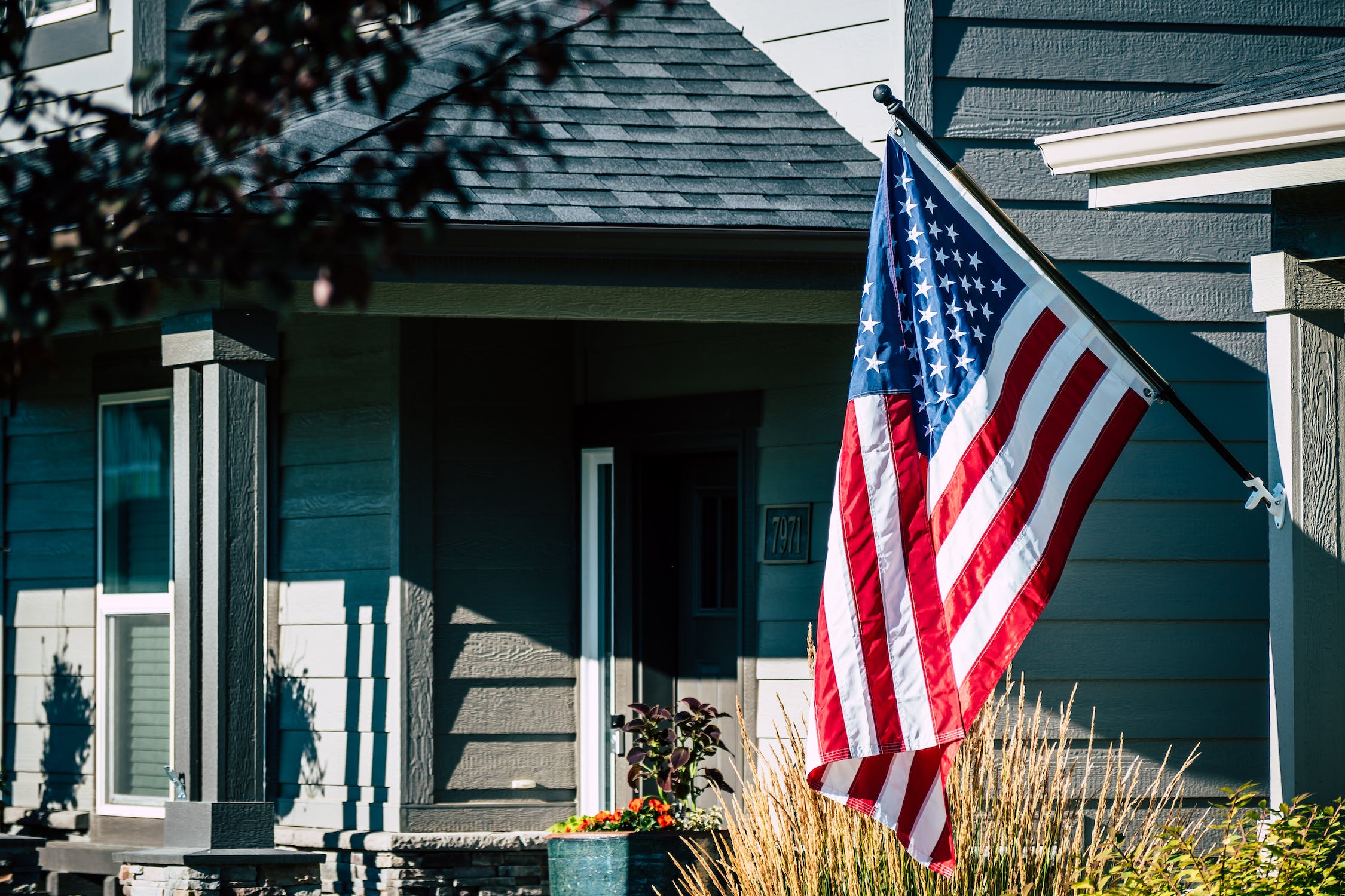 an american flag in a house in the US
